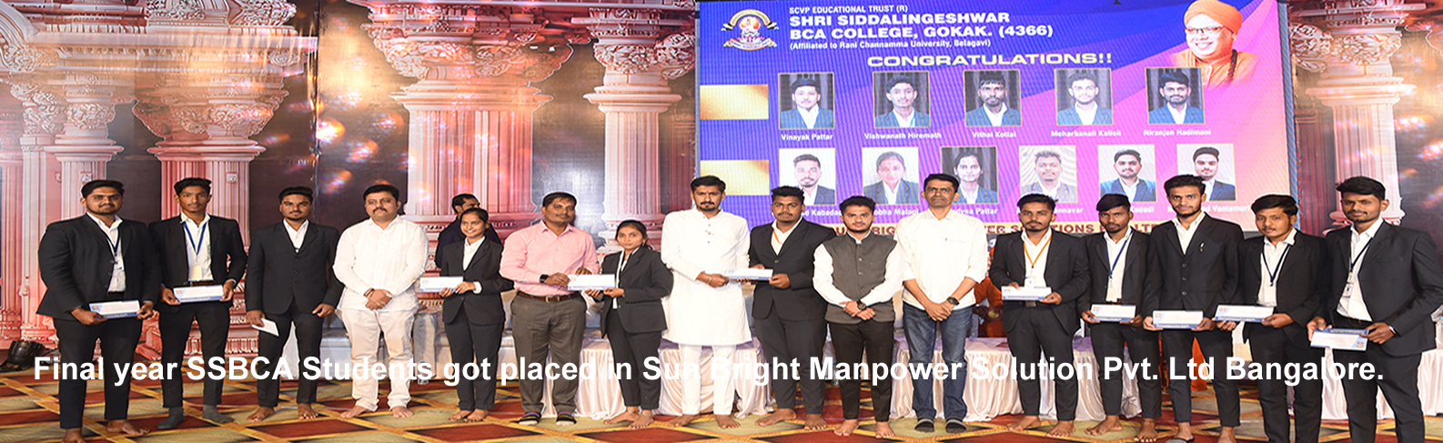 Final year SSBCA Students got placed in Sun Bright Manpower Solution Pvt. Ltd Bangalore.